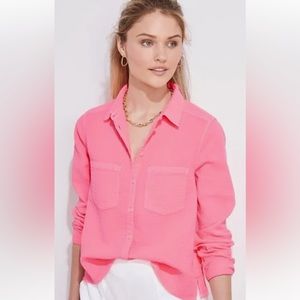 Like New Vineyard Vines Seastitch Double-Gauze Botyon Down Neon Pink